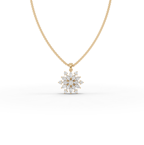 1.78 Ct Marquise Floral Lab Diamond Pendant Necklace