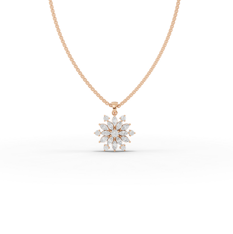 1.78 Ct Marquise Floral Lab Diamond Pendant Necklace