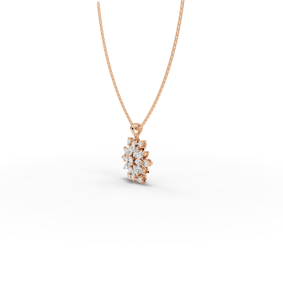 1.78 Ct Marquise Floral Lab Diamond Pendant Necklace