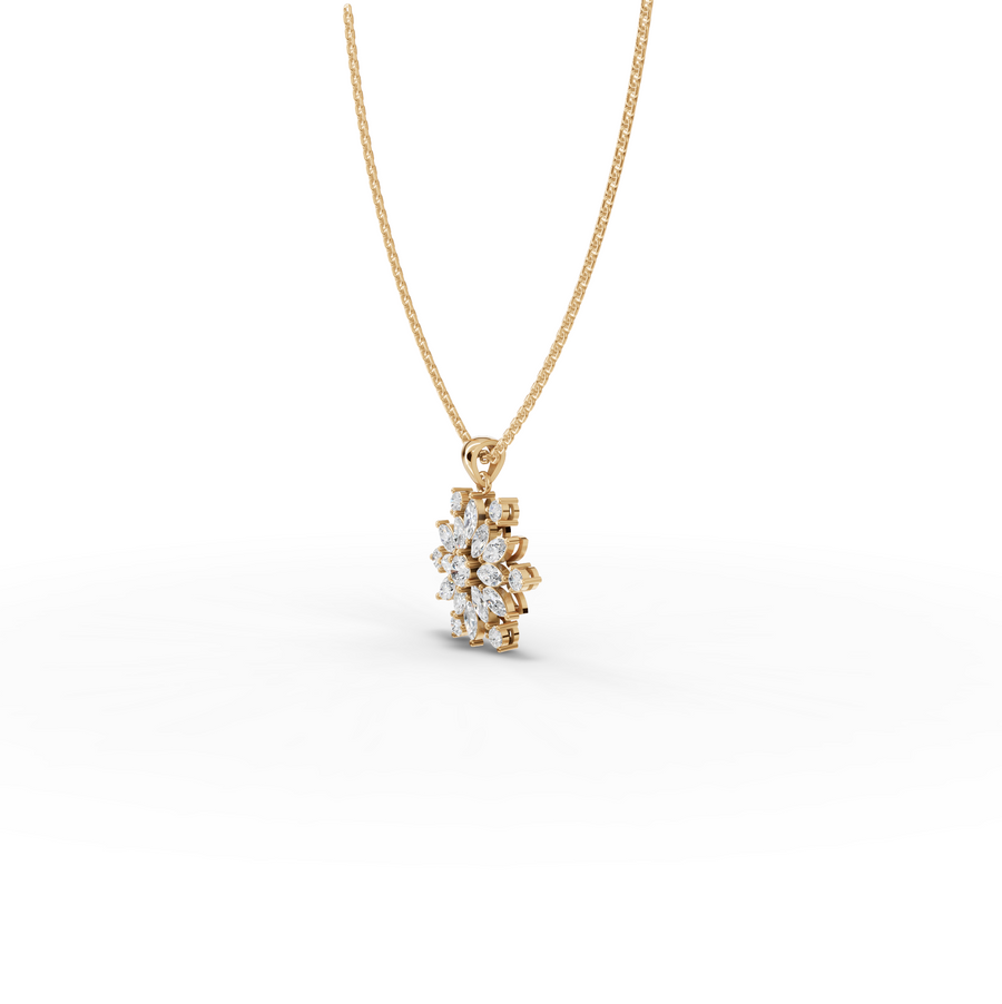 1.78 Ct Marquise Floral Lab Diamond Pendant Necklace