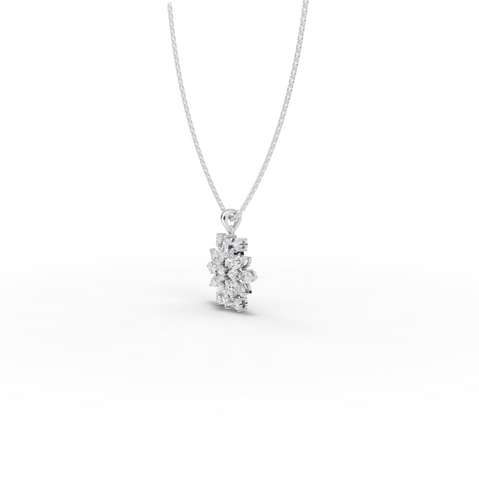 1.78 Ct Marquise Floral Lab Diamond Pendant Necklace