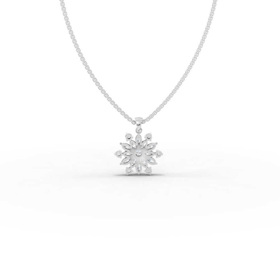 1.78 Ct Marquise Floral Lab Diamond Pendant Necklace