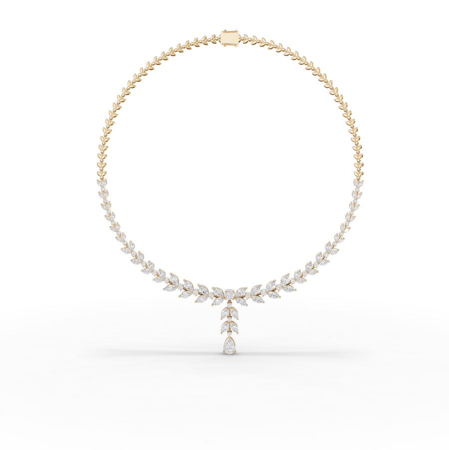 12.12 Ct Marquise Leaf Lab Diamond Lariat Necklace