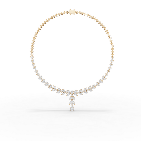 12.12 Ct Marquise Leaf Lab Diamond Lariat Necklace