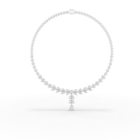 12.12 Ct Marquise Leaf Lab Diamond Lariat Necklace