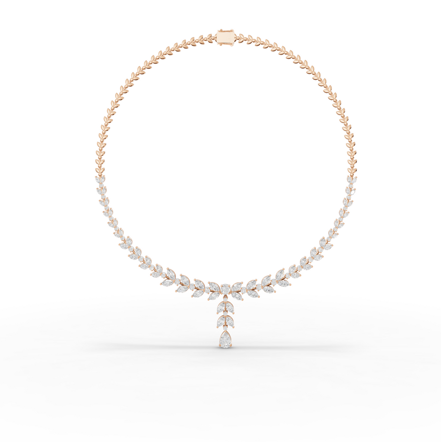 12.12 Ct Marquise Leaf Lab Diamond Lariat Necklace