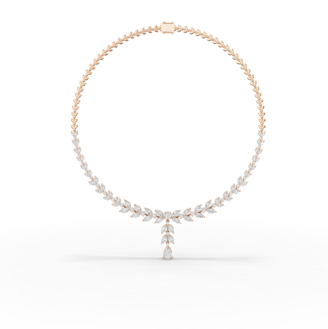 12.12 Ct Marquise Leaf Lab Diamond Lariat Necklace