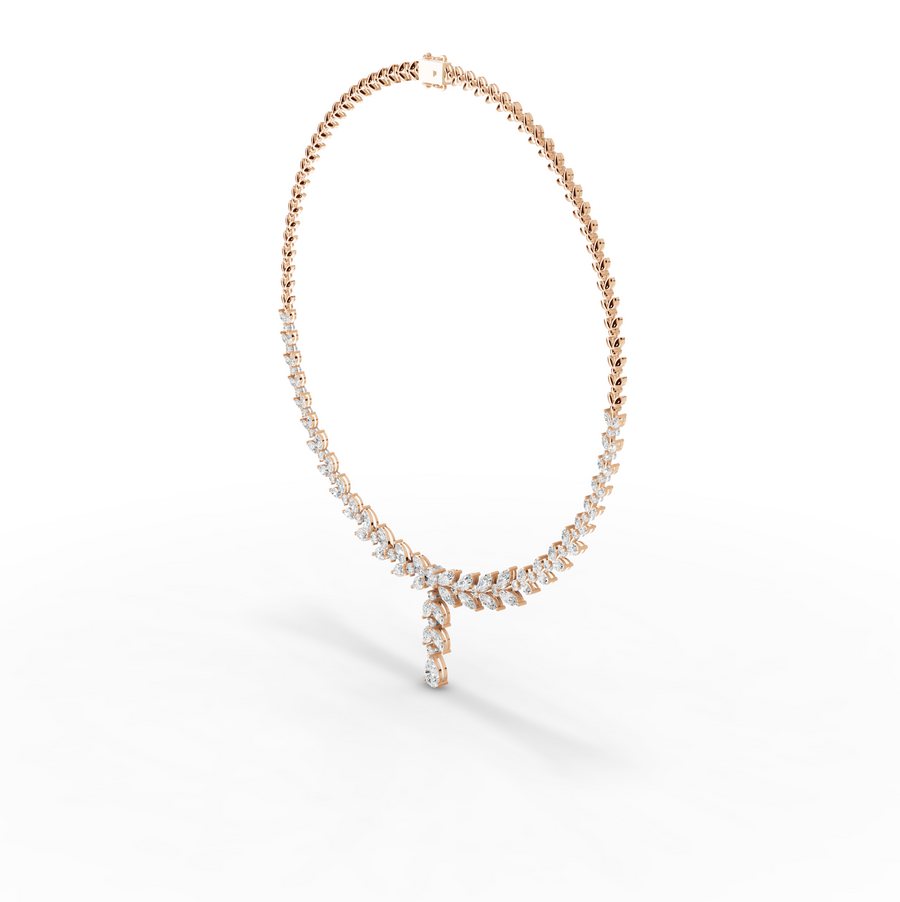 12.12 Ct Marquise Leaf Lab Diamond Lariat Necklace