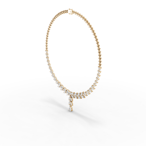 12.12 Ct Marquise Leaf Lab Diamond Lariat Necklace