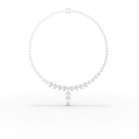 12.12 Ct Marquise Leaf Lab Diamond Lariat Necklace