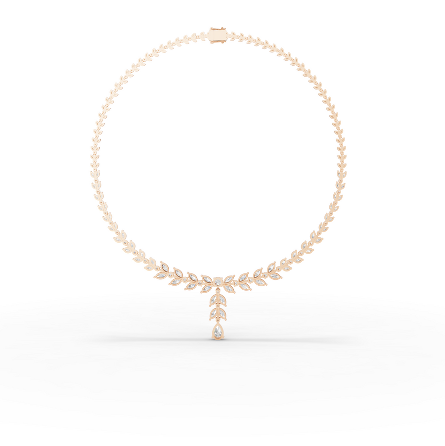 12.12 Ct Marquise Leaf Lab Diamond Lariat Necklace