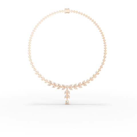 12.12 Ct Marquise Leaf Lab Diamond Lariat Necklace