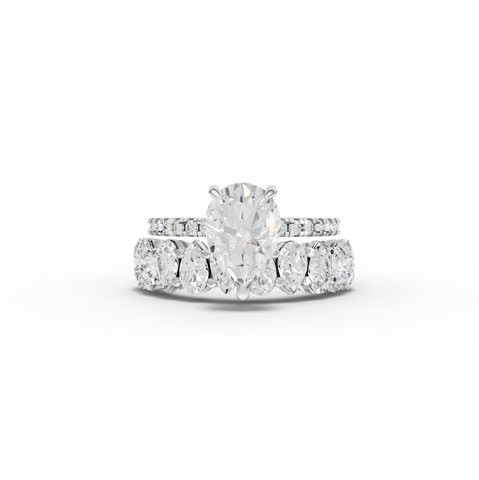 3.56 Ct Pear Solitaire Lab Diamond Bridal Ring Set