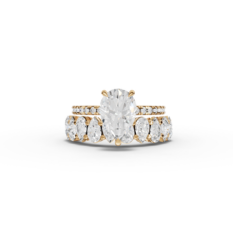 3.56 Ct Pear Solitaire Lab Diamond Bridal Ring Set
