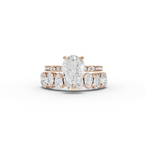 3.56 Ct Pear Solitaire Lab Diamond Bridal Ring Set