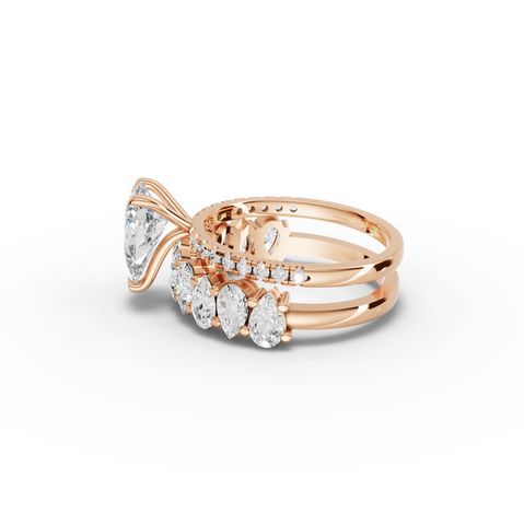 3.56 Ct Pear Solitaire Lab Diamond Bridal Ring Set