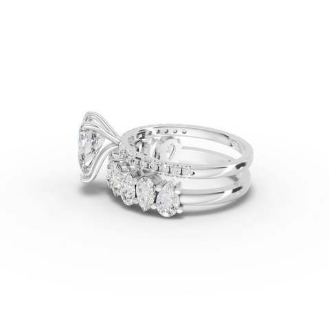 3.56 Ct Pear Solitaire Lab Diamond Bridal Ring Set