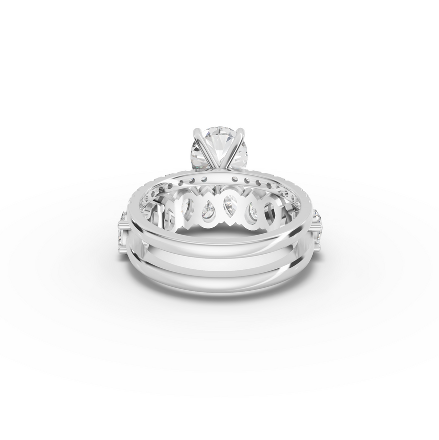 3.56 Ct Pear Solitaire Lab Diamond Bridal Ring Set