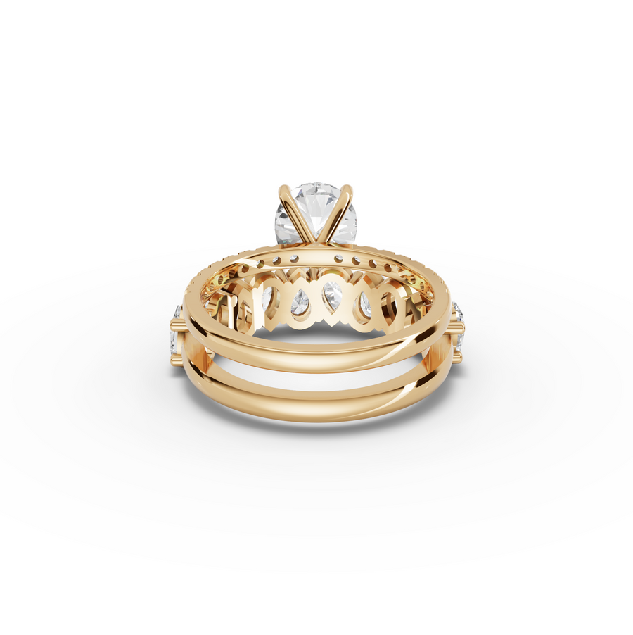 3.56 Ct Pear Solitaire Lab Diamond Bridal Ring Set