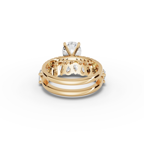 3.56 Ct Pear Solitaire Lab Diamond Bridal Ring Set