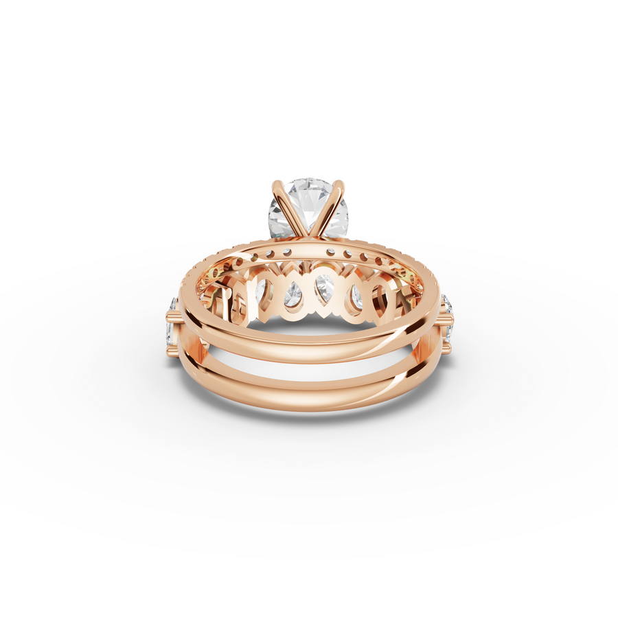 3.56 Ct Pear Solitaire Lab Diamond Bridal Ring Set