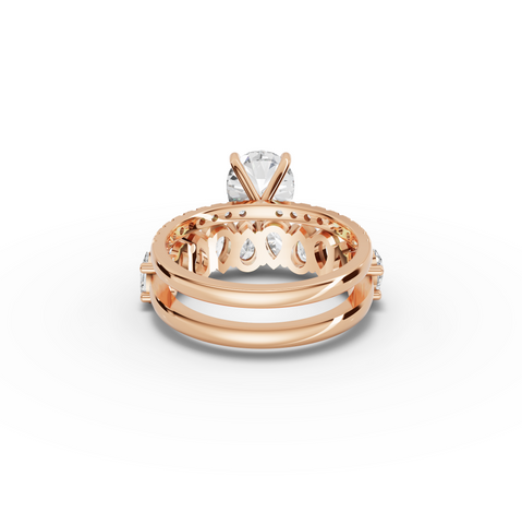 3.56 Ct Pear Solitaire Lab Diamond Bridal Ring Set