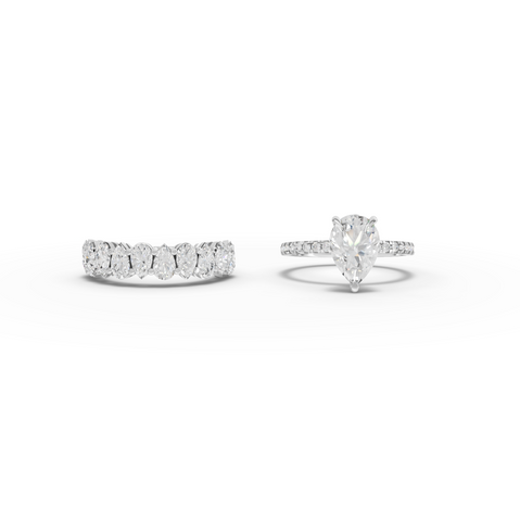 3.56 Ct Pear Solitaire Lab Diamond Bridal Ring Set