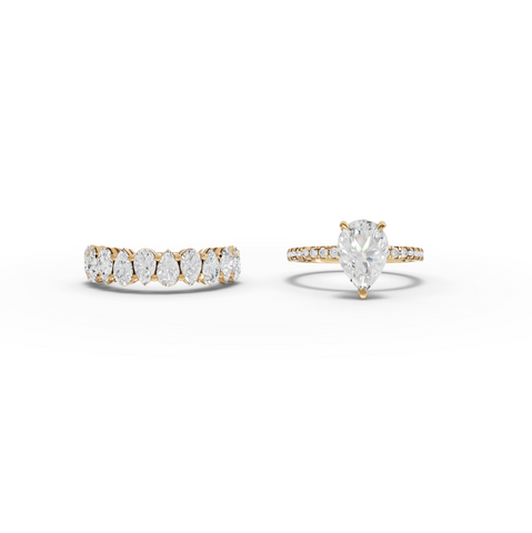 3.56 Ct Pear Solitaire Lab Diamond Bridal Ring Set