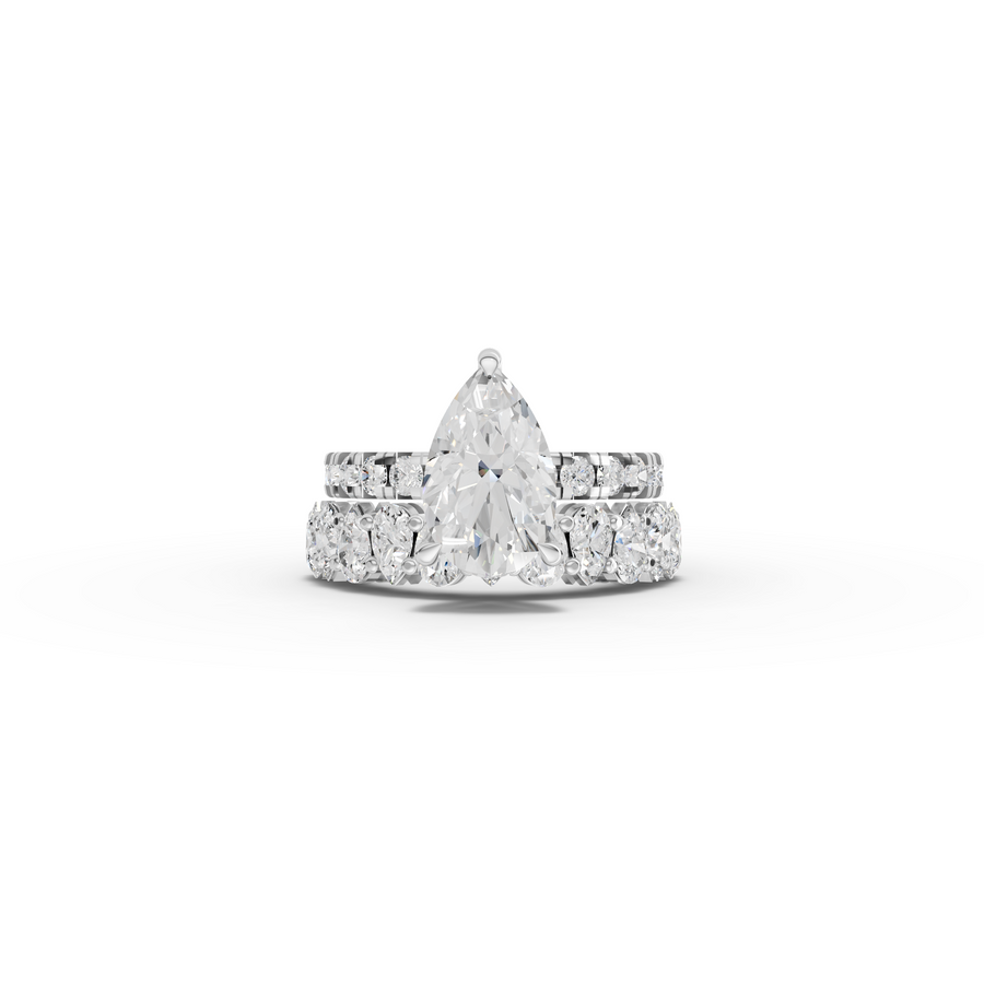 2.88 Ct Pear Solitaire Lab Diamond Bridal Ring Set