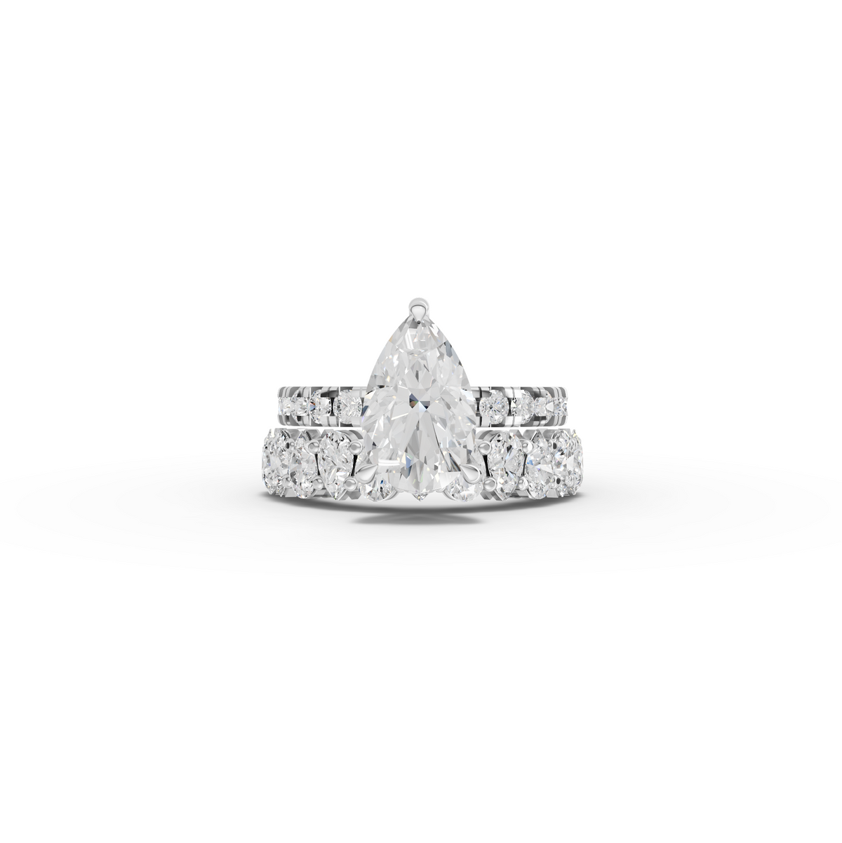 2.88 Ct Pear Solitaire Lab Diamond Bridal Ring Set