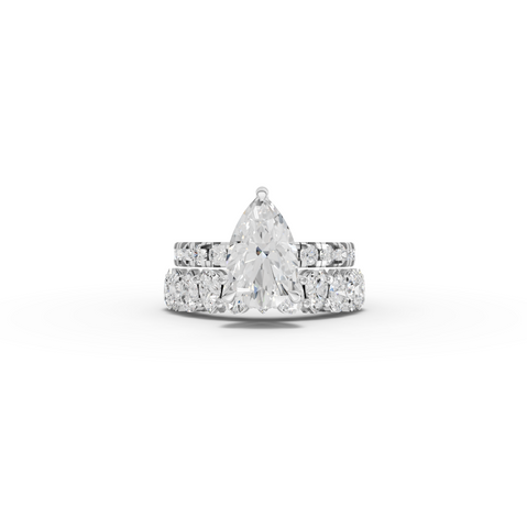 2.88 Ct Pear Solitaire Lab Diamond Bridal Ring Set