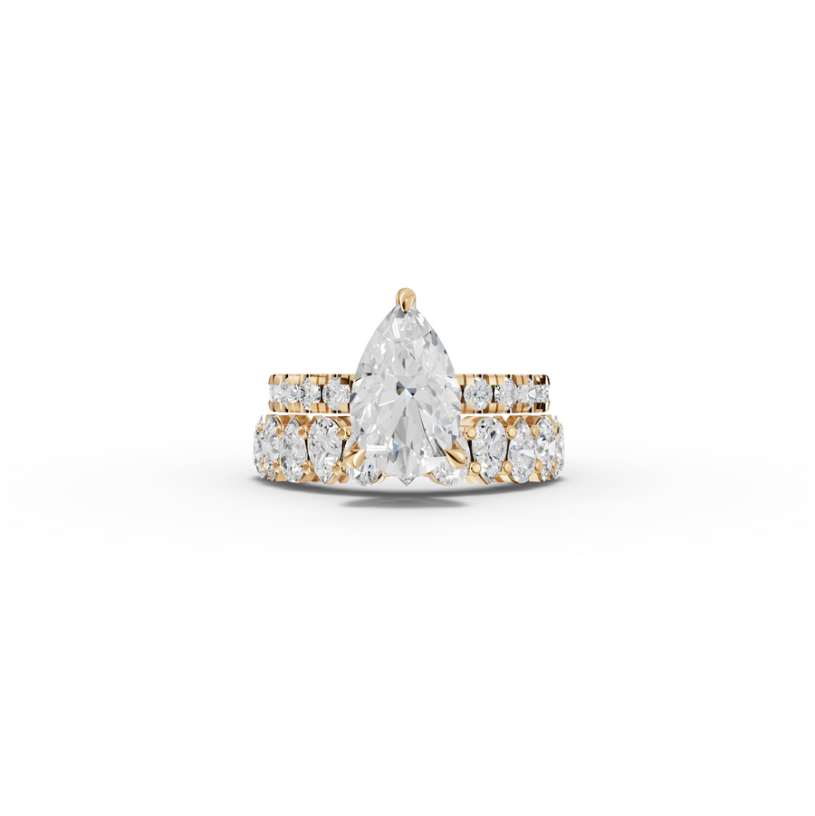 2.88 Ct Pear Solitaire Lab Diamond Bridal Ring Set