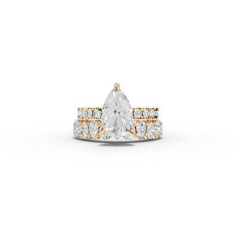 2.88 Ct Pear Solitaire Lab Diamond Bridal Ring Set