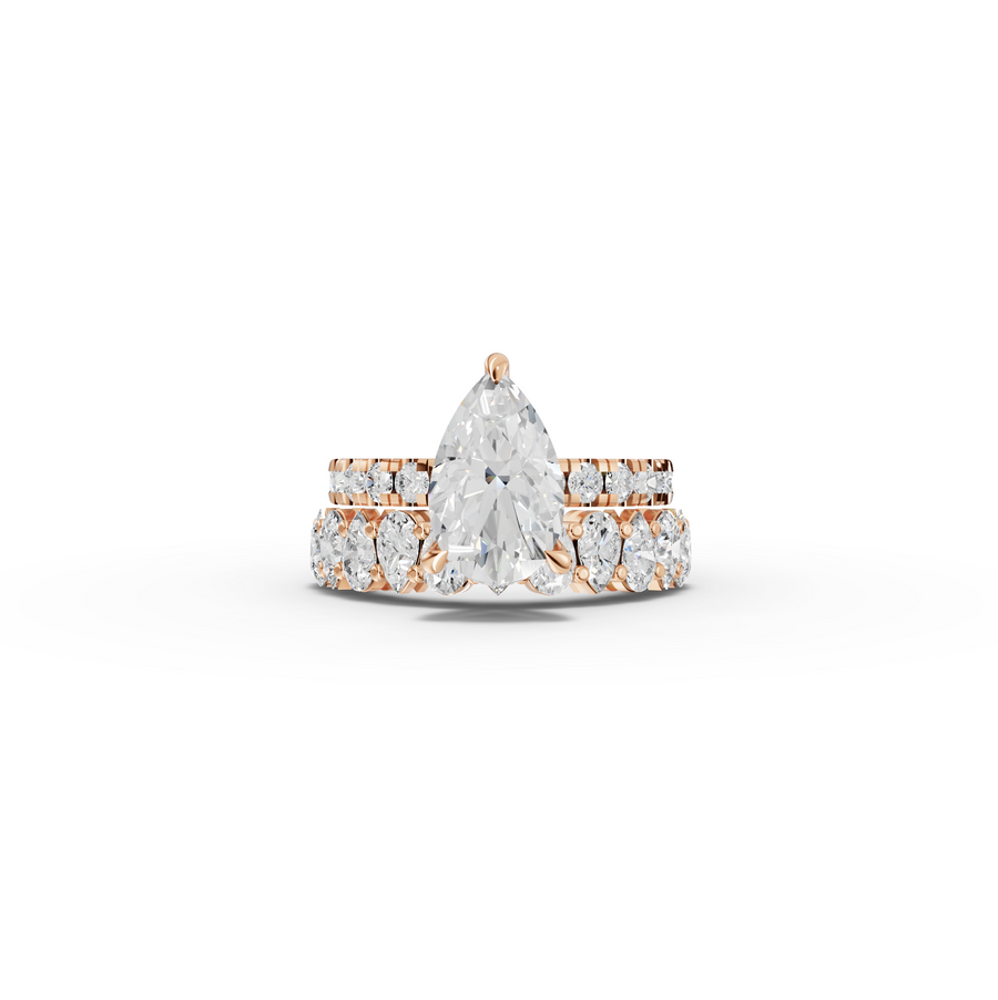 2.88 Ct Pear Solitaire Lab Diamond Bridal Ring Set