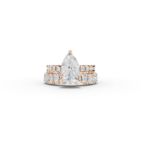 2.88 Ct Pear Solitaire Lab Diamond Bridal Ring Set