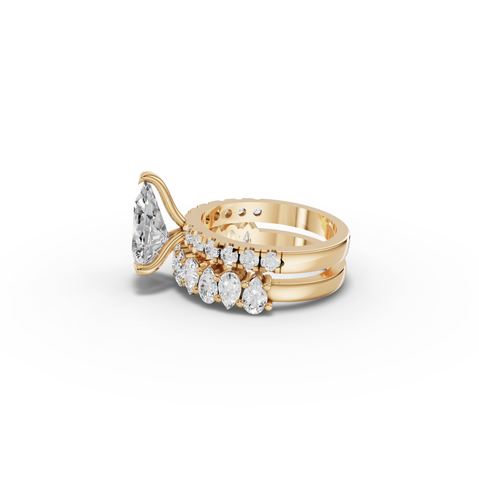 2.88 Ct Pear Solitaire Lab Diamond Bridal Ring Set
