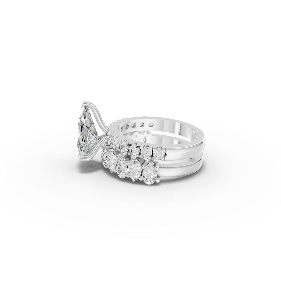 2.88 Ct Pear Solitaire Lab Diamond Bridal Ring Set