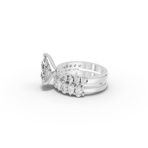 2.88 Ct Pear Solitaire Lab Diamond Bridal Ring Set