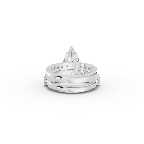 2.88 Ct Pear Solitaire Lab Diamond Bridal Ring Set