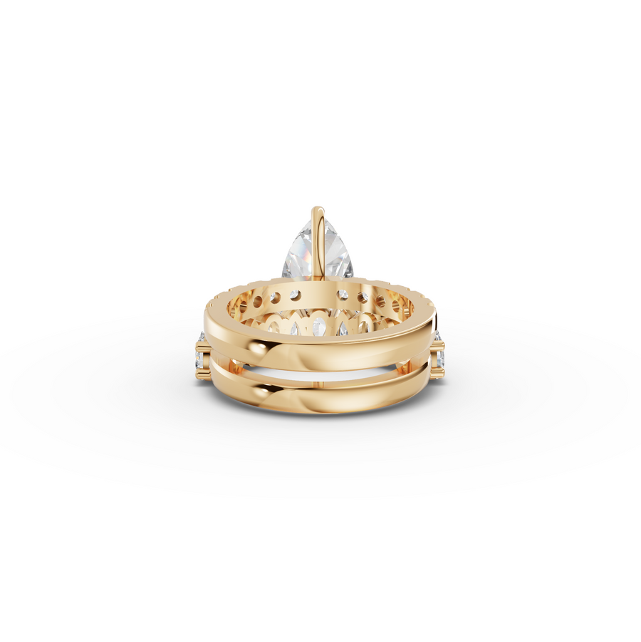 2.88 Ct Pear Solitaire Lab Diamond Bridal Ring Set