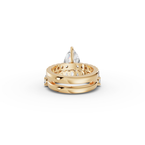 2.88 Ct Pear Solitaire Lab Diamond Bridal Ring Set