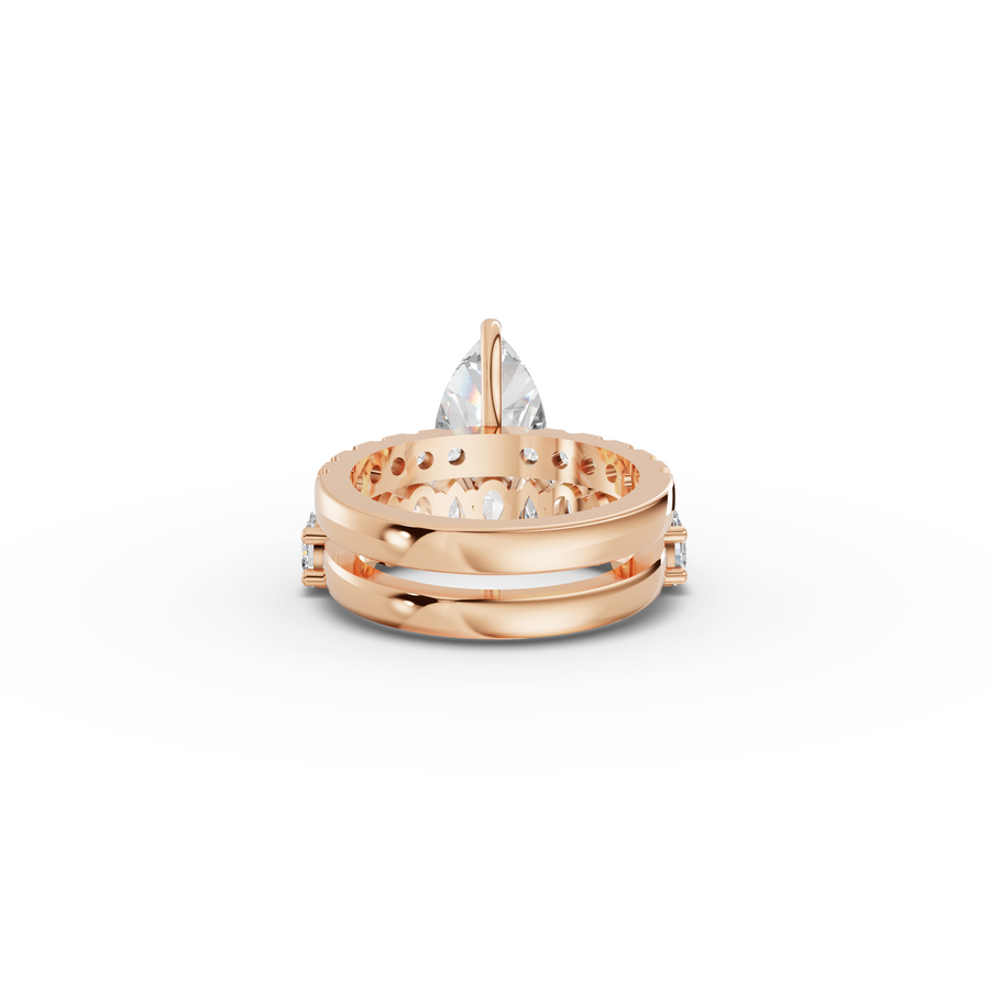 2.88 Ct Pear Solitaire Lab Diamond Bridal Ring Set
