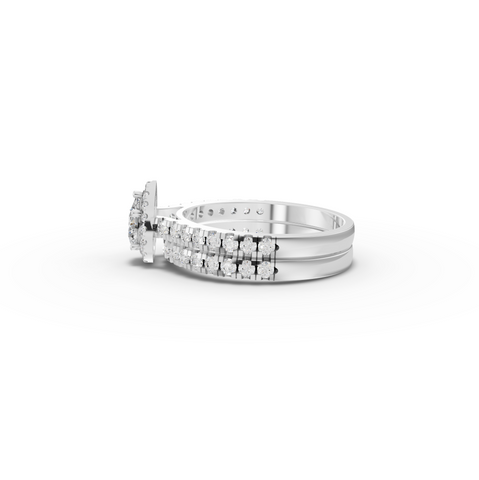 1.02 Ct Pear Halo Lab Diamond Double Band Ring Set