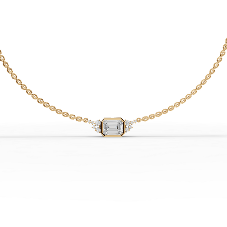 4.41 Ct Emerald Solitaire Bezel Lab Diamond Necklace