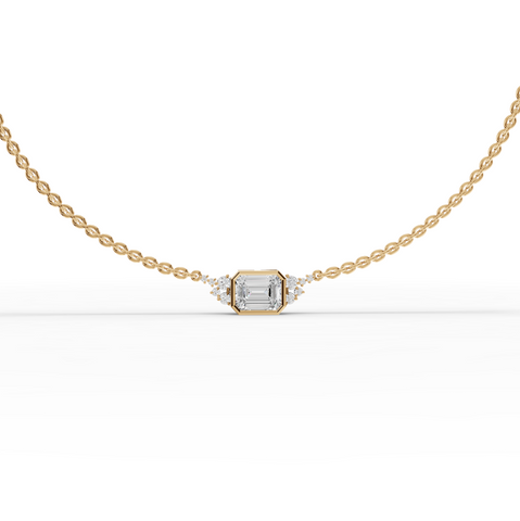 4.41 Ct Emerald Solitaire Bezel Lab Diamond Necklace