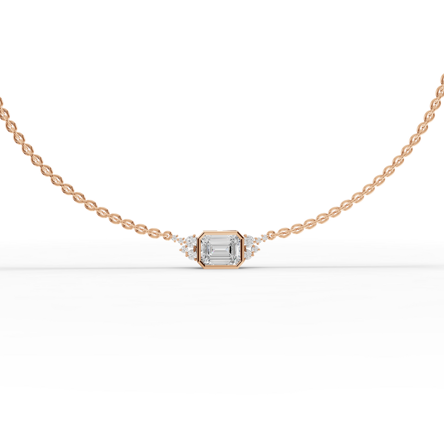 4.41 Ct Emerald Solitaire Bezel Lab Diamond Necklace