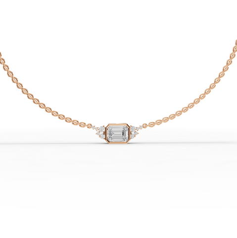 4.41 Ct Emerald Solitaire Bezel Lab Diamond Necklace
