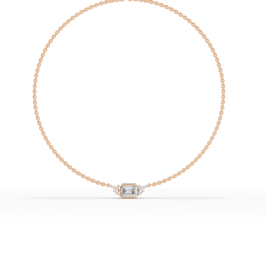 4.41 Ct Emerald Solitaire Bezel Lab Diamond Necklace