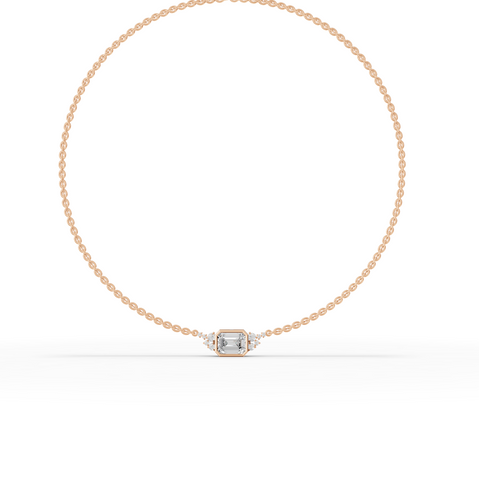 4.41 Ct Emerald Solitaire Bezel Lab Diamond Necklace