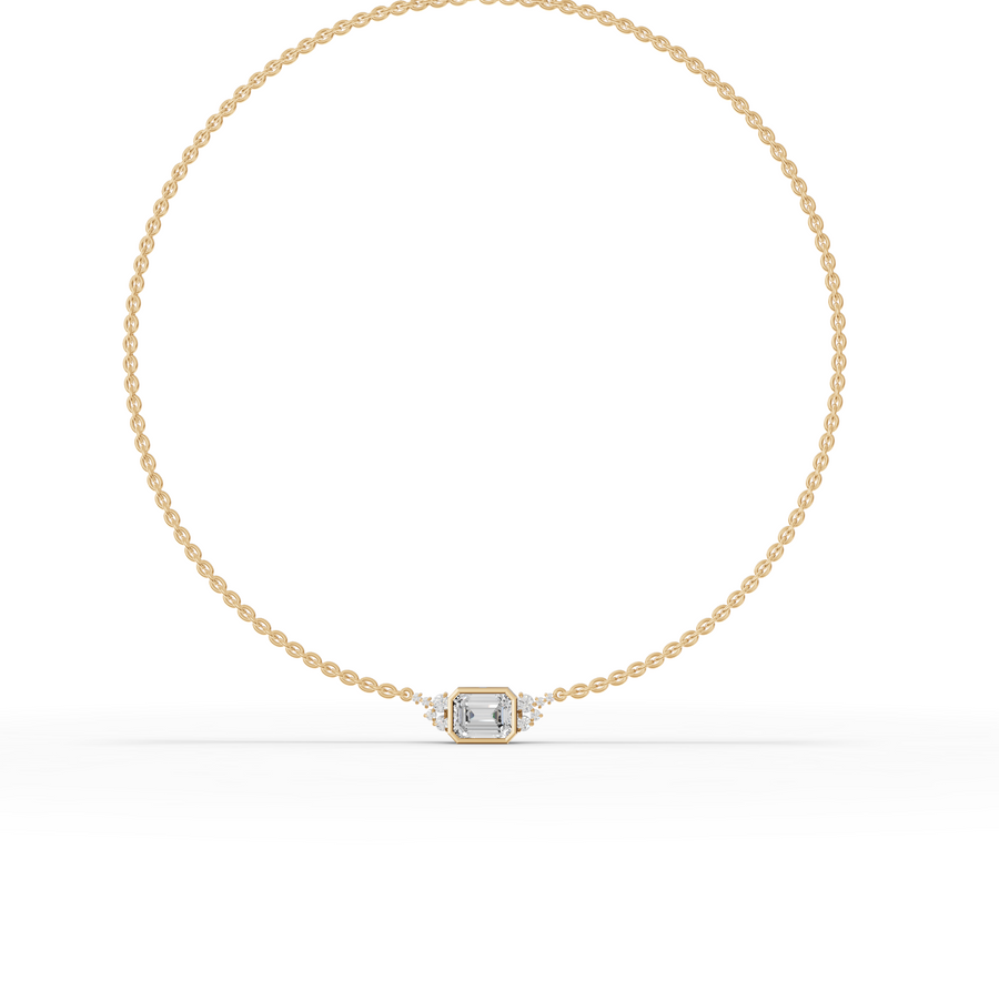4.41 Ct Emerald Solitaire Bezel Lab Diamond Necklace